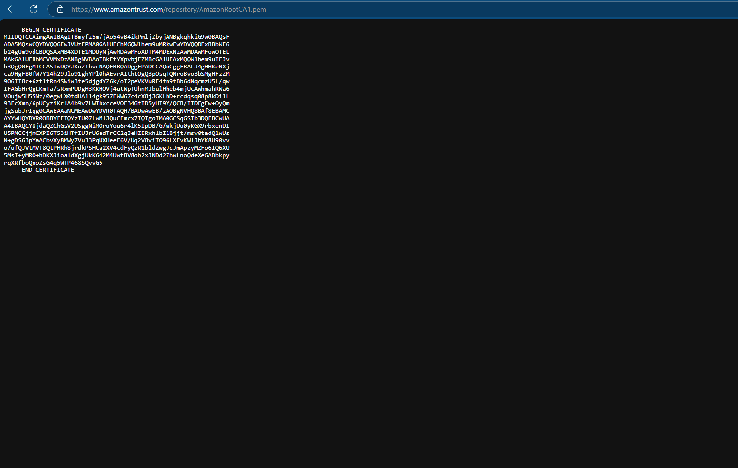 Downloading AWS CA1 Certificate