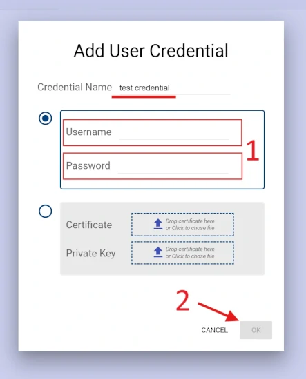 Add username and password