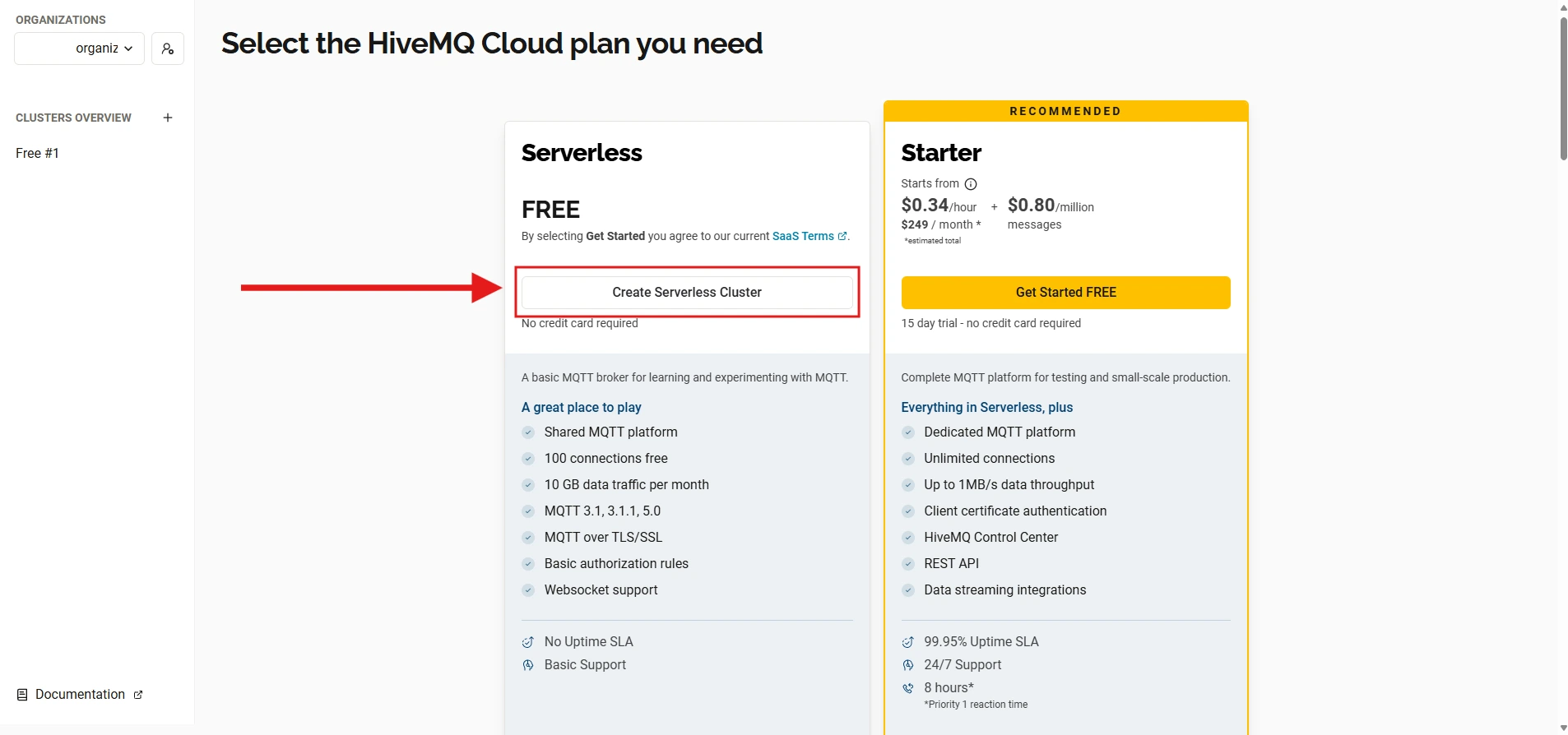 Create a Free Cluster